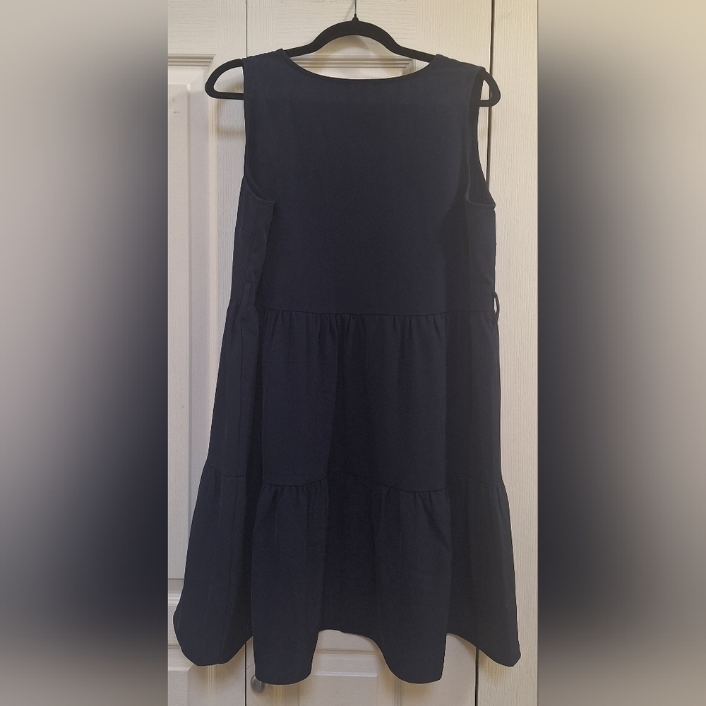 Size 12 Cleos Navy Sleeveless Tiered Dress - Picture 5 of 5